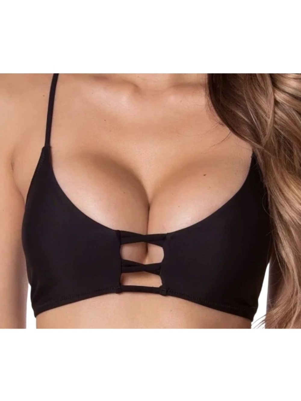 3 For $15 RELLECIGA Strappy Bikini Top Sz L Black